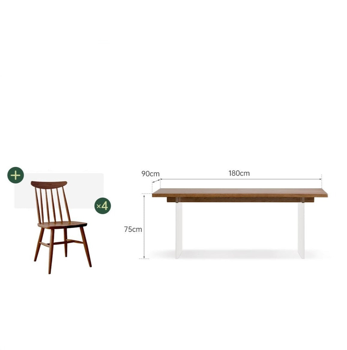 Oak Solid Wood Acrylic Suspension Dining Table "