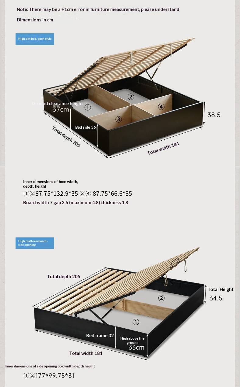 Rubberwood Solid Wood Platform Bed, Headboard-Free Box Bed, Modern Minimalist