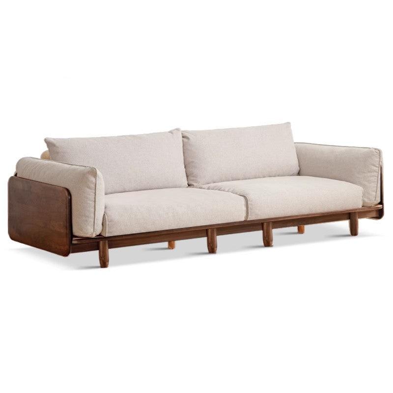 Oak solid wood Leather, Fabric straight sofa