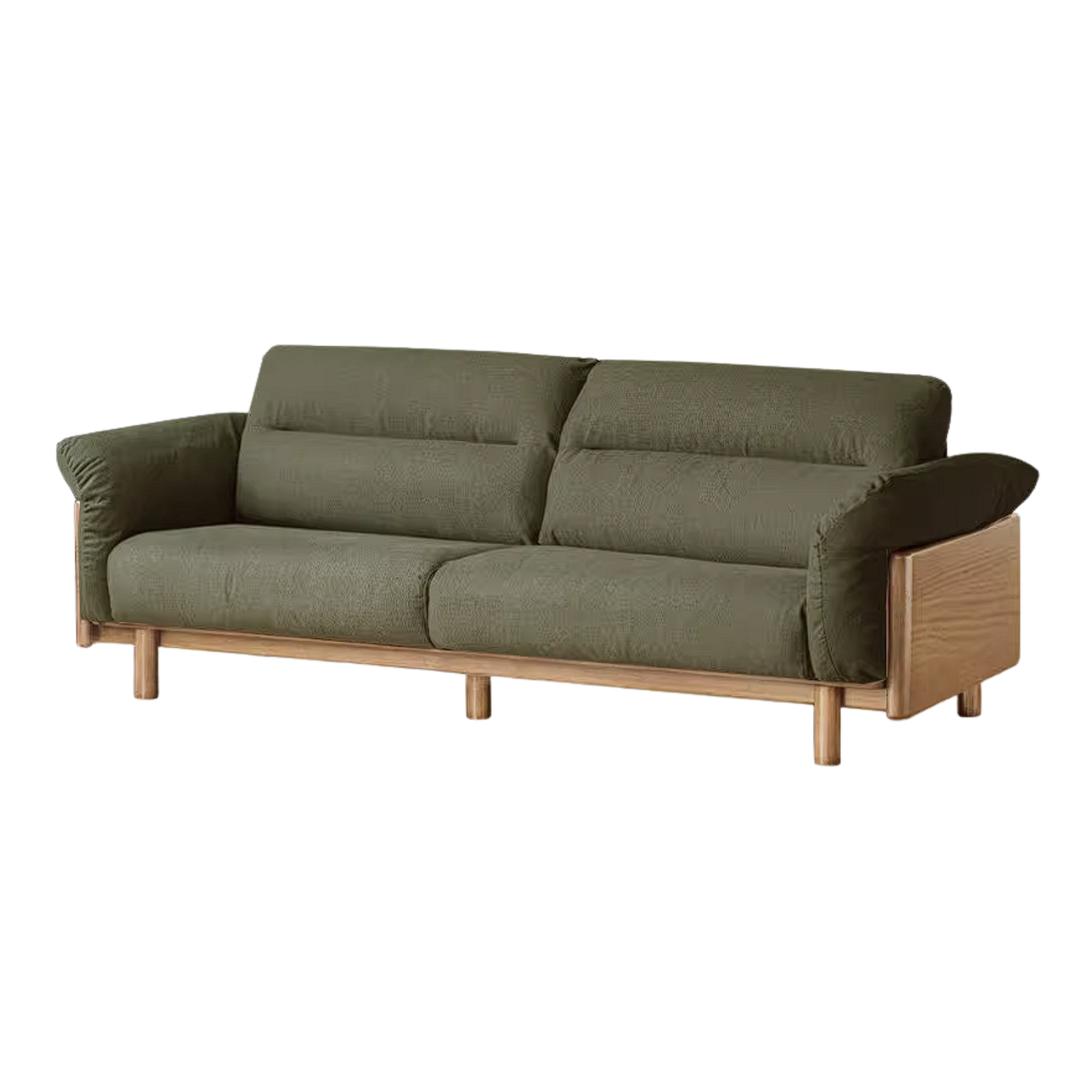 Oak Solid Wood Sofa with Wide Track Arms Genuine leather, fabric, removable and washable