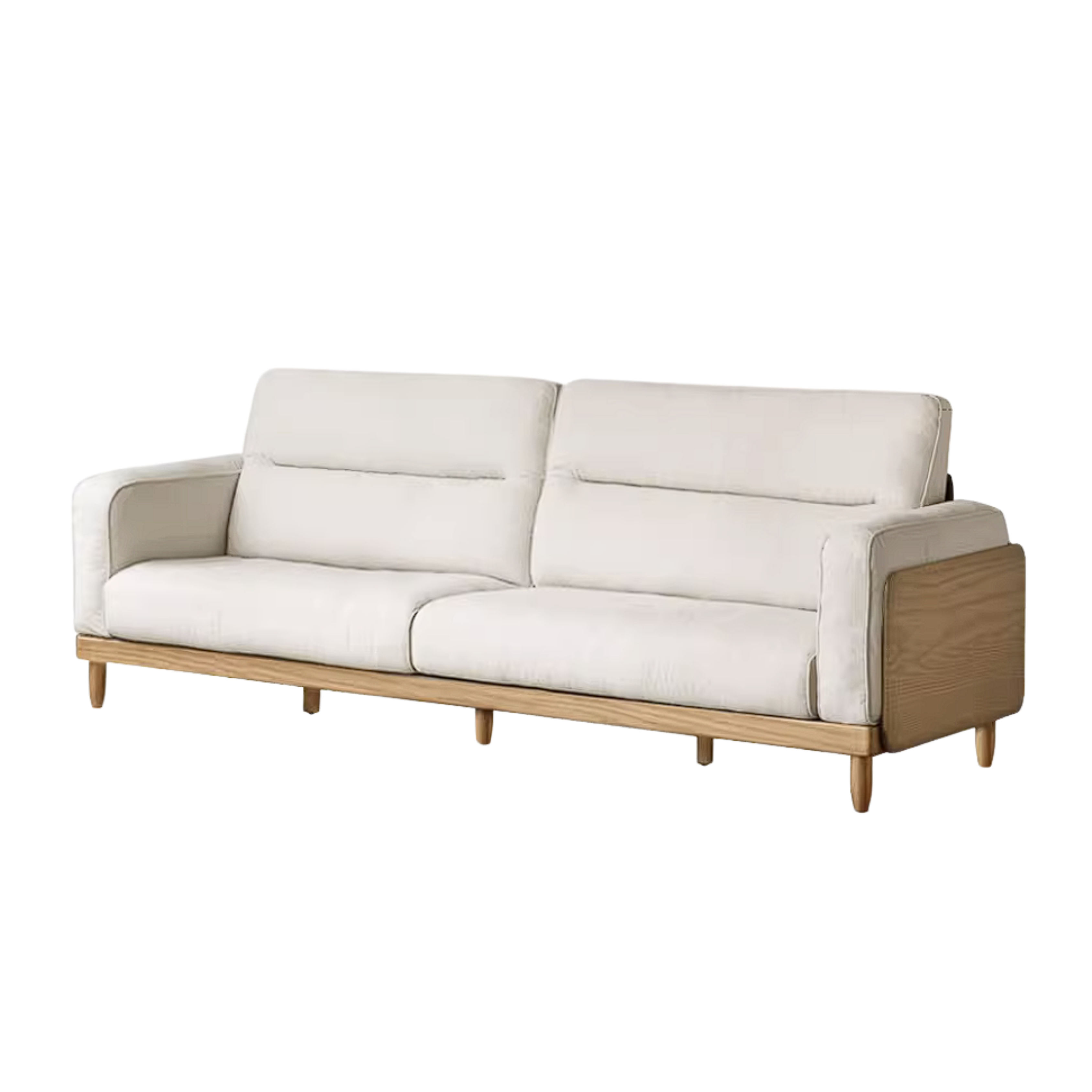 Oak, Ash Solid Wood Sofa with Exposed Wood Frame Arms
