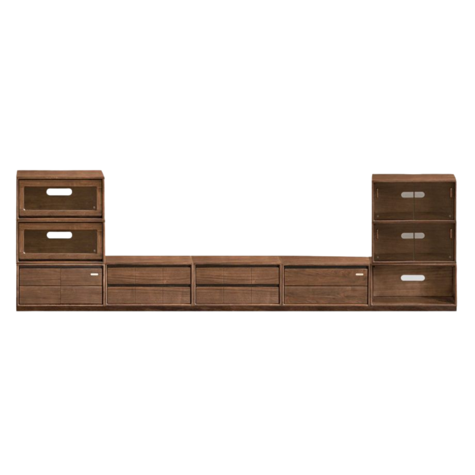 Black Walnut Solid Wood TV Cabinet with Modular Combination and Light Luxury Style