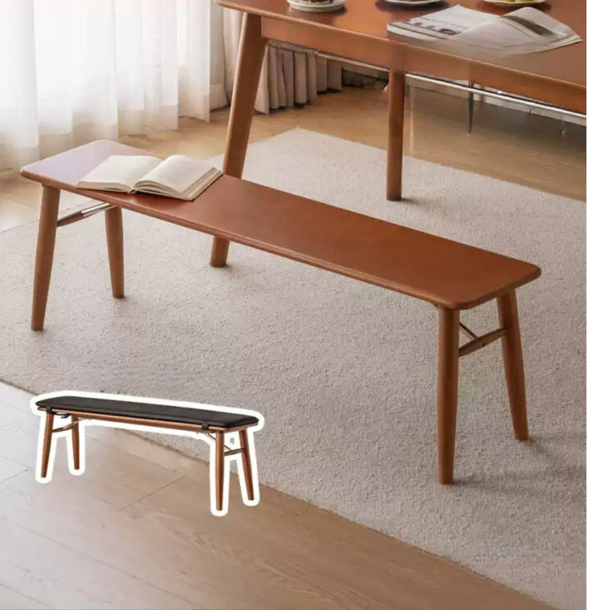 Solid Wood Bench Restaurant Medieval Style Long Bench Home Bed End ...