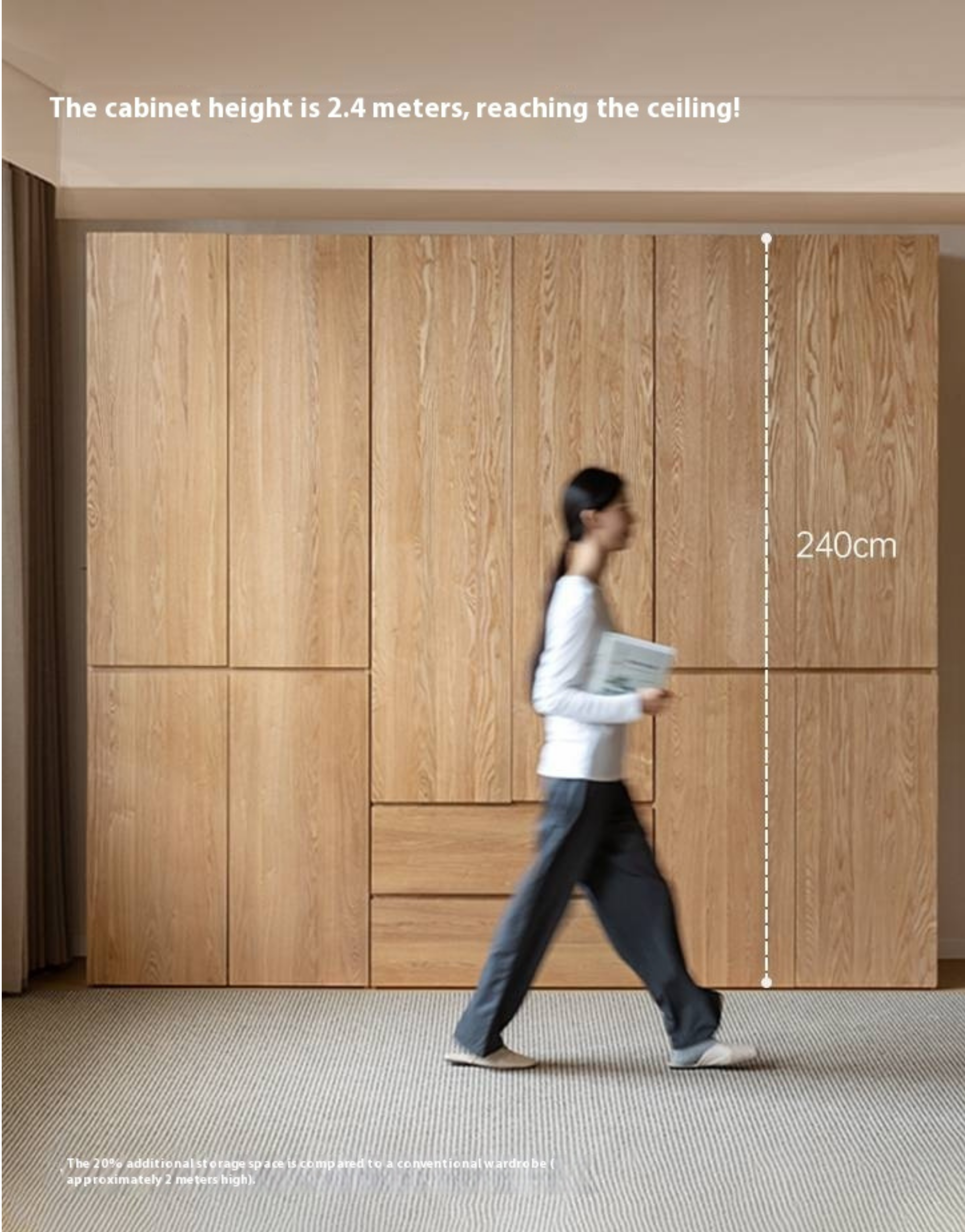 Ash Solid Wood Open Door Storage Cabinet
