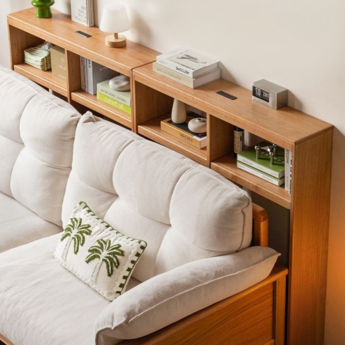 Solid RubberWood Sofa Back Console Table with Open Storage Shelves