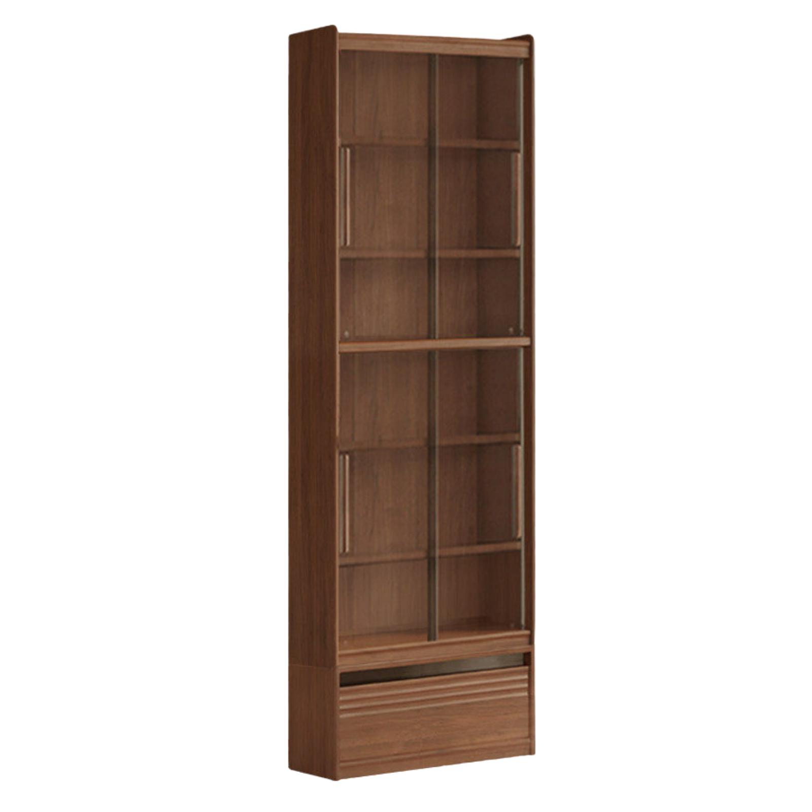 Black Walnut Solid Wood Integrated Wall Bookcase with Floor Display