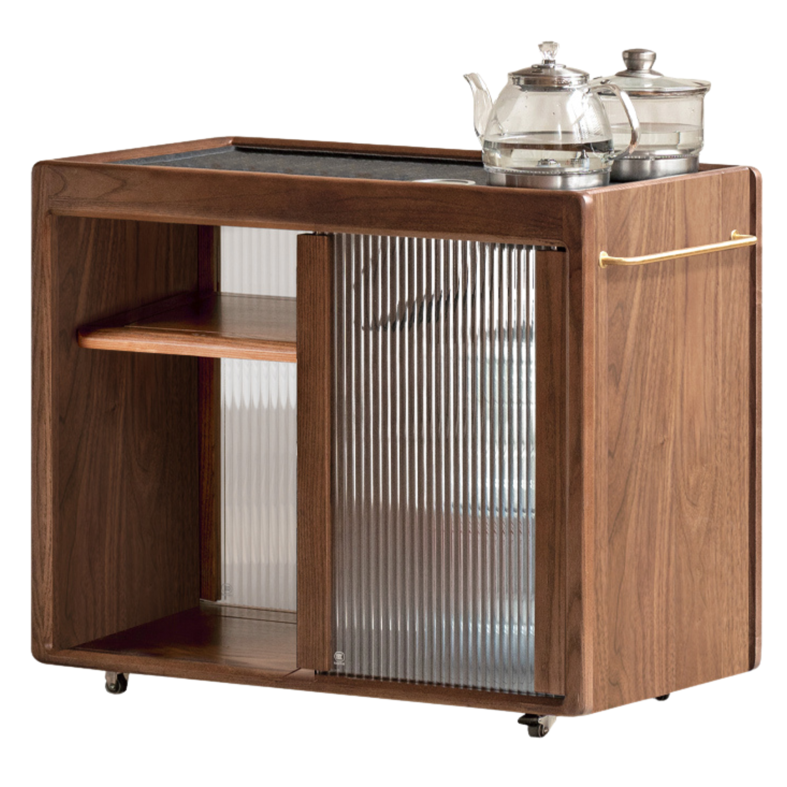 Ash, Oak, Black Walnut Solid Wood Mobile Tea Cabinet