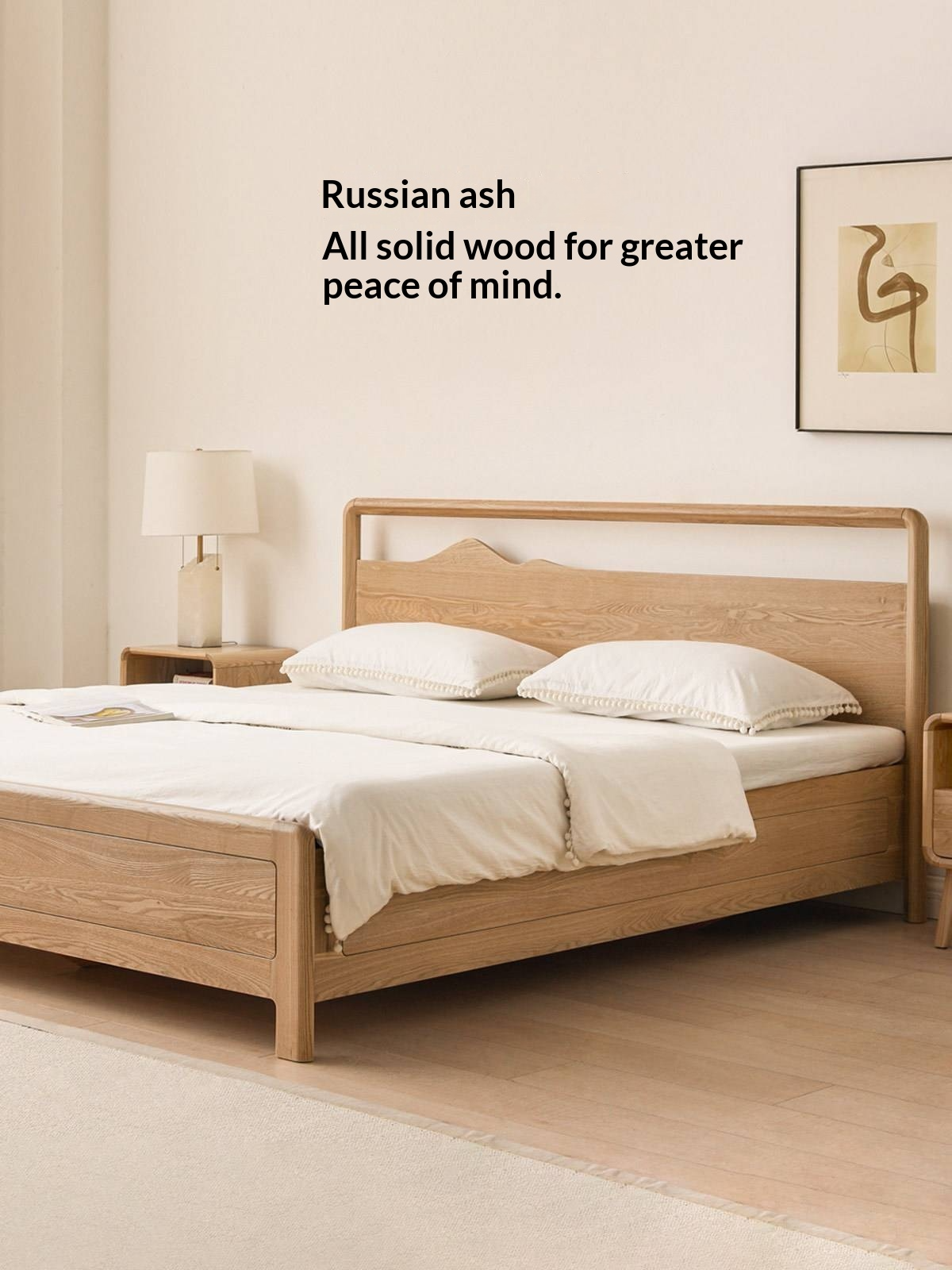 Ash Solid Wood Box Bed Modern Simple