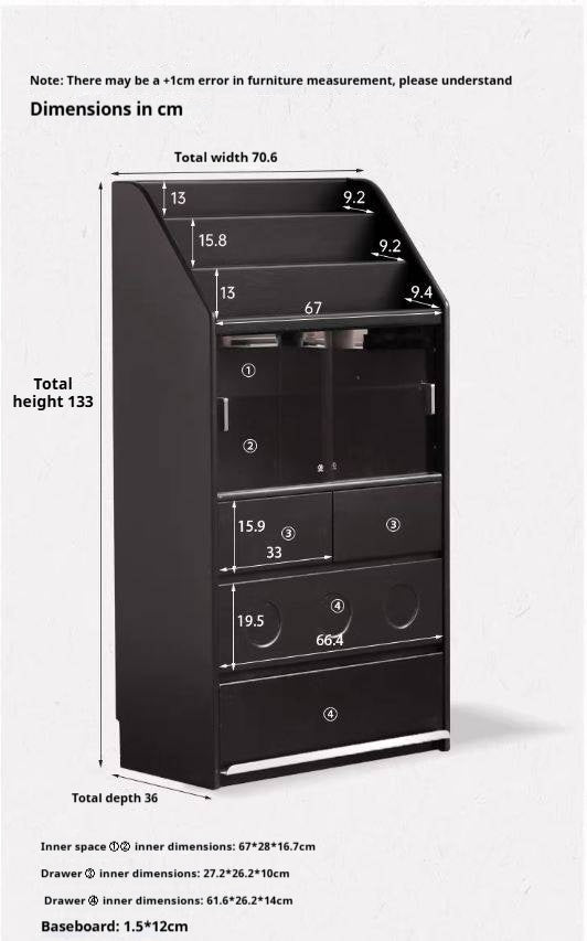 Solid Rubberwood Bauhaus Style Side Cabinet.