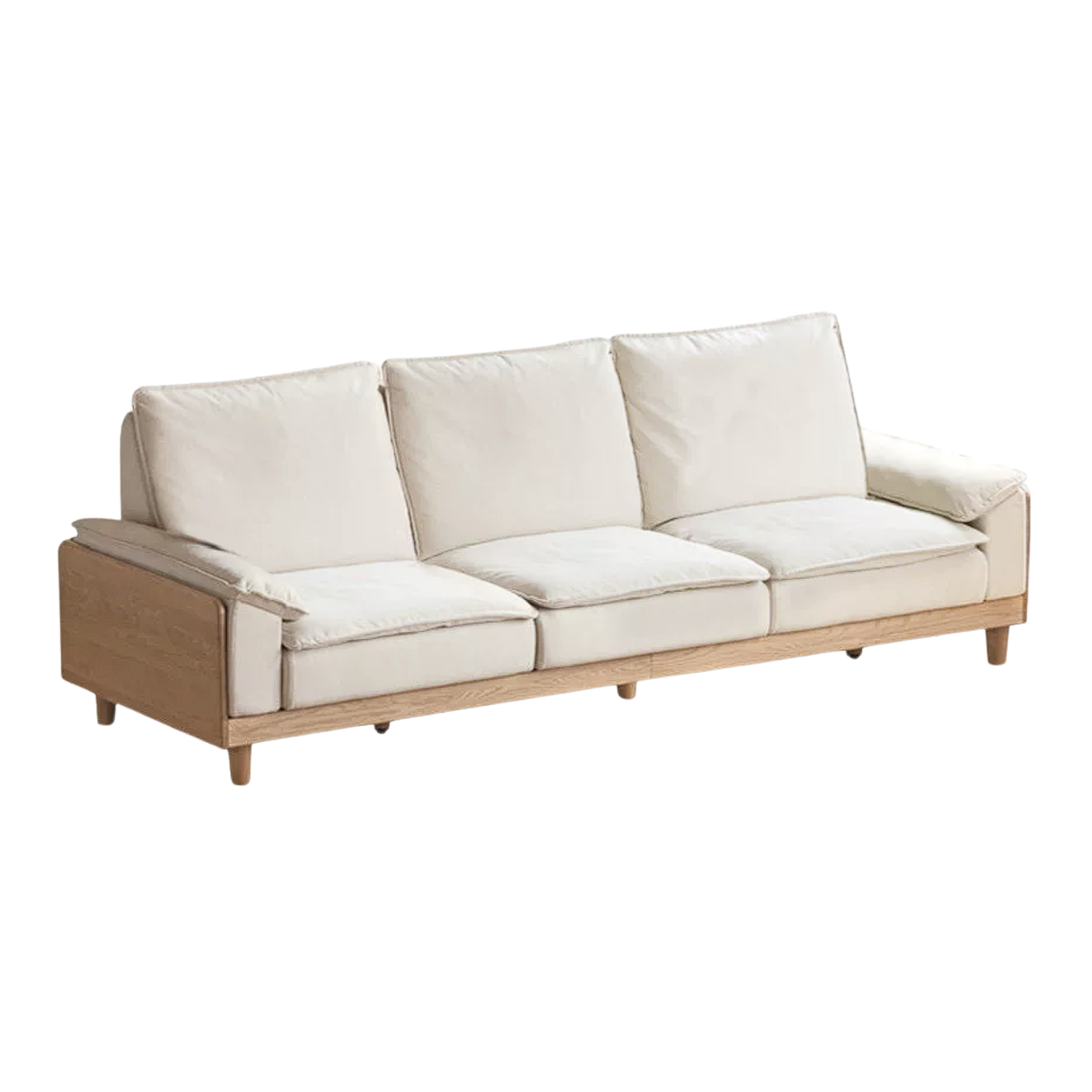 Red Oak, White Oak, Ash Solid Wood Linen Track Arm Sofa