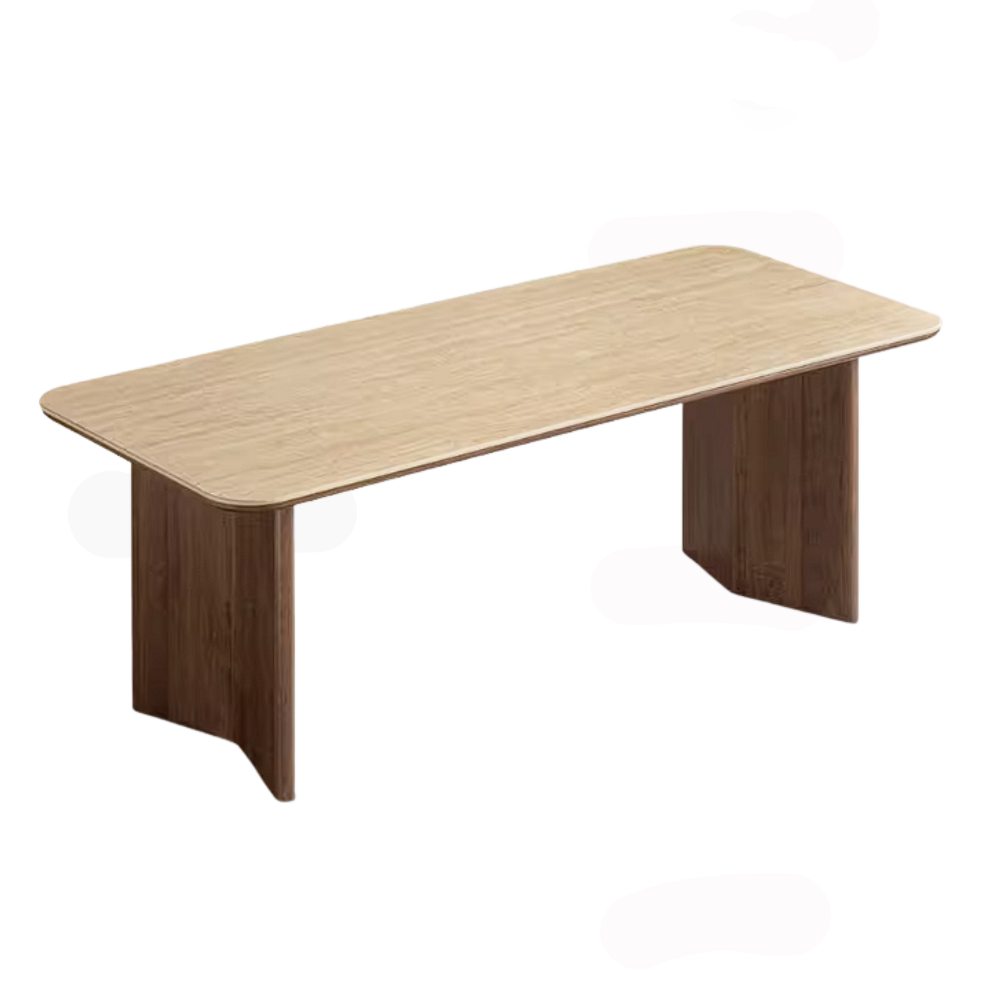 Black Walnut Solid Wood Trestle Dining Table with Stone Top and Panel Legs