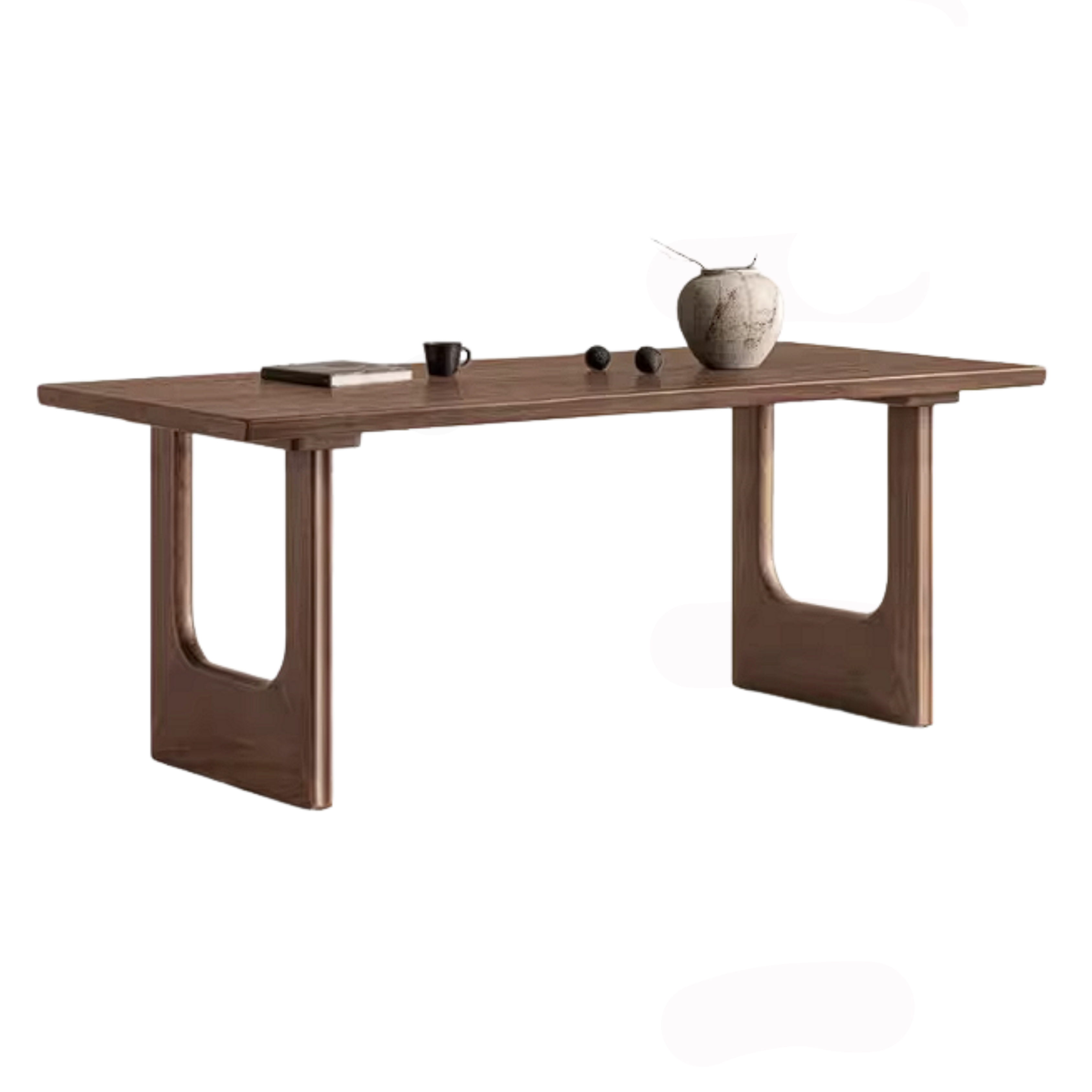Sandalwood Solid Wood Dining Table with Thick Rectangular Top
