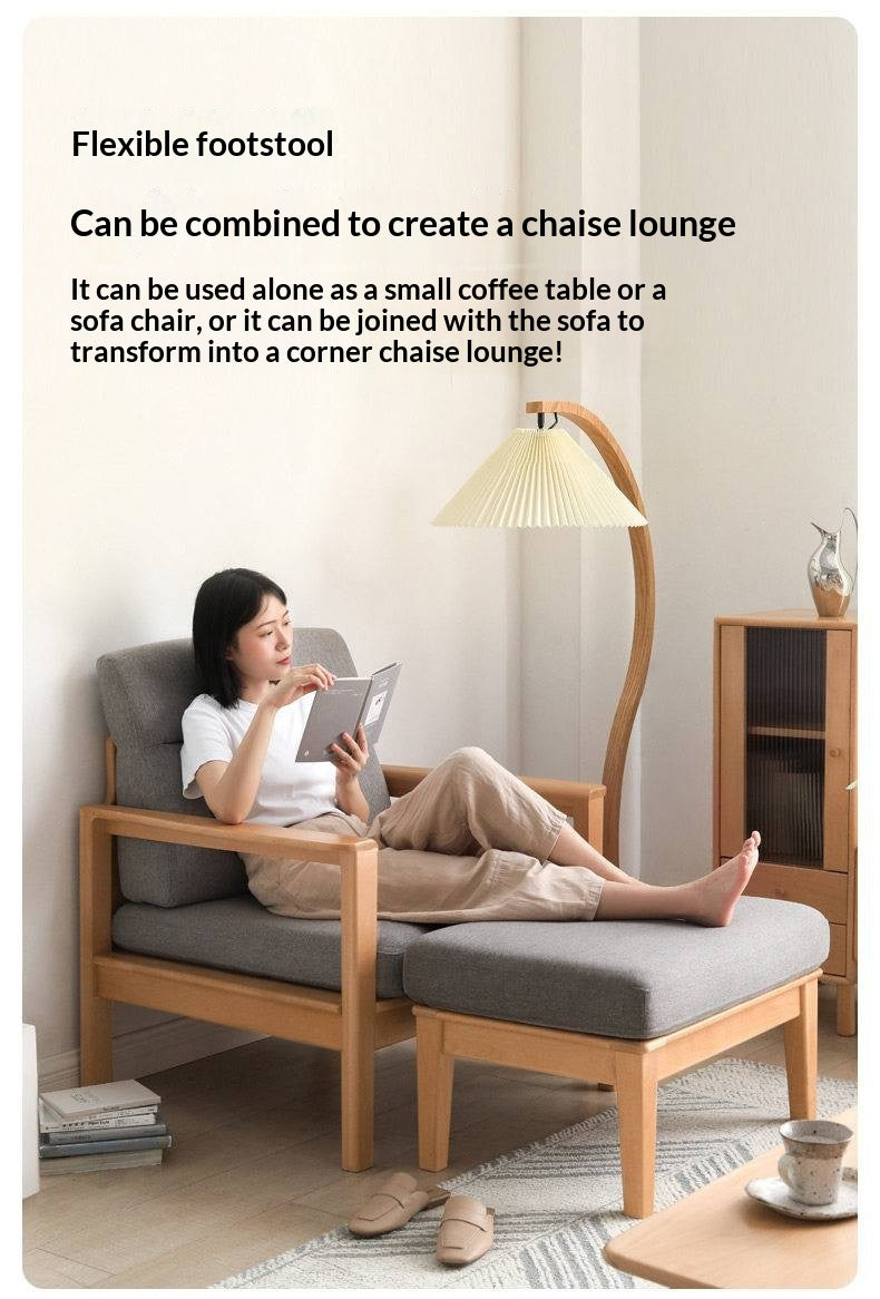Beech Solid Wood Fabric Lounge Chair with Removable Cover