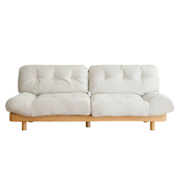 Oak Solid Wood Modern Nordic Suede Cloud Sofa