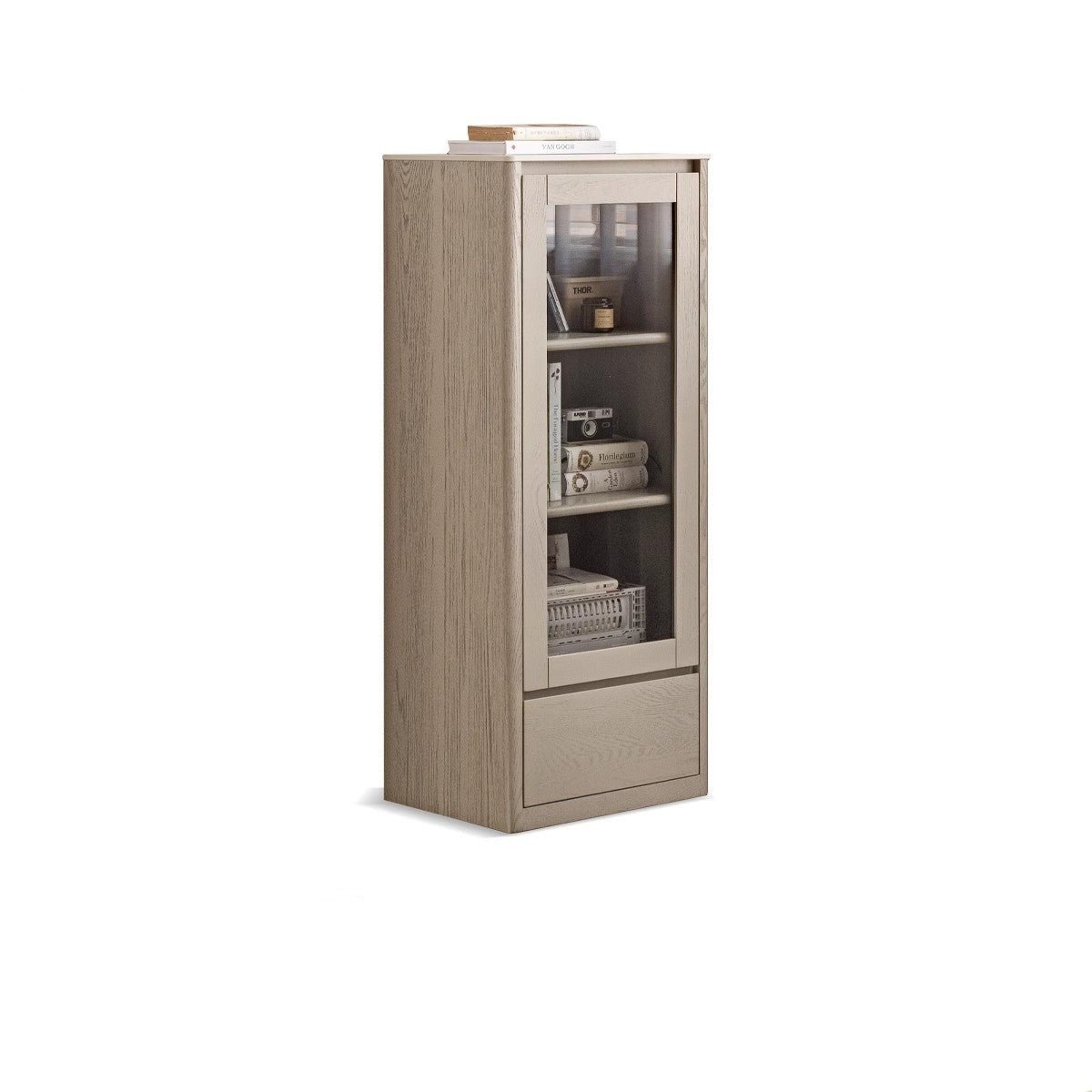 Oak Solid Wood Edge Cabinet Light Luxury Rock Panel side Cabinet-