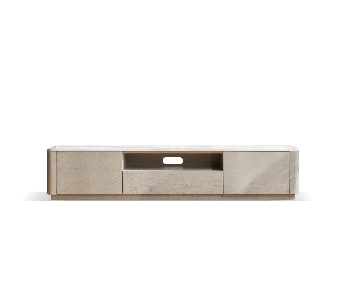 Oak solid wood TV stand light luxury slab top"