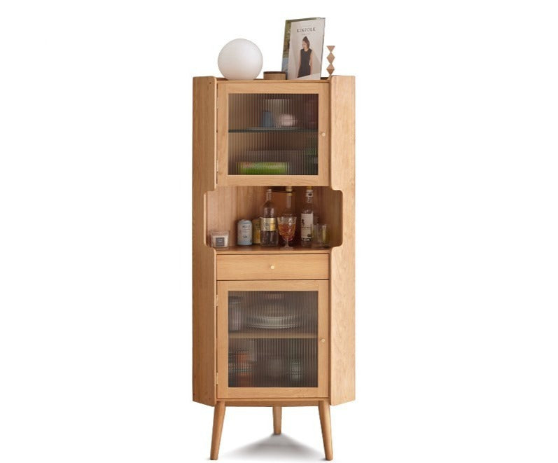 Oak solid wood corner side cabinet modern"