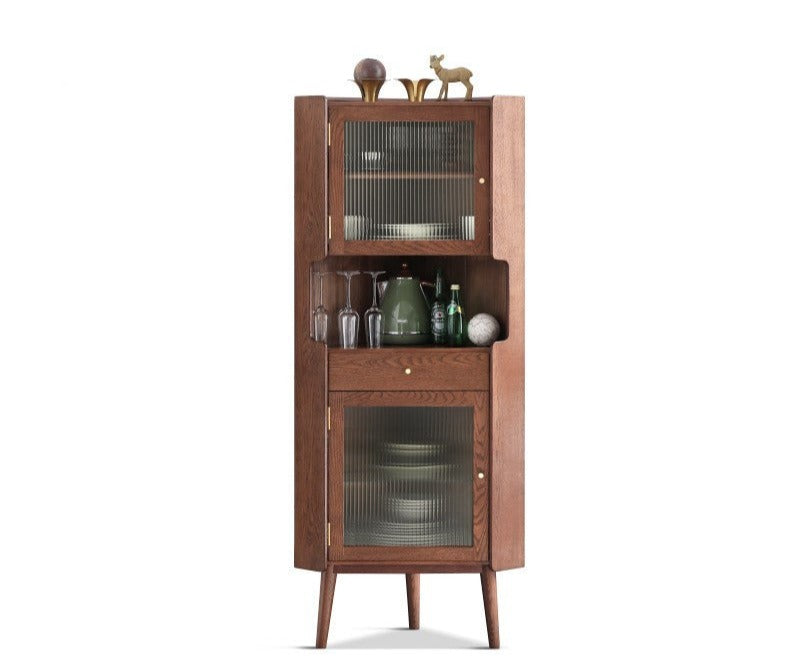 Oak solid wood corner side cabinet modern"