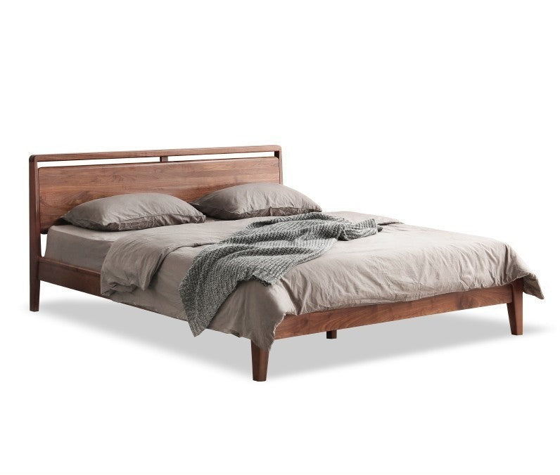 Black walnut solid wood bed<