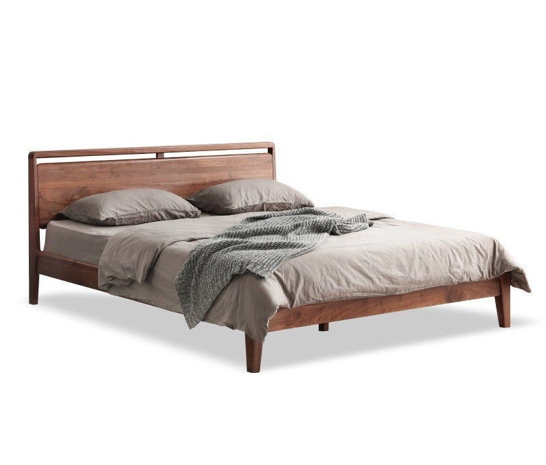 Black walnut solid wood bed<