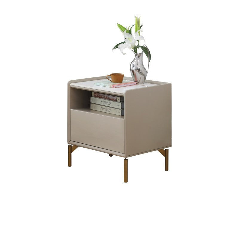 Poplar solid wood light luxury slate nightstand-