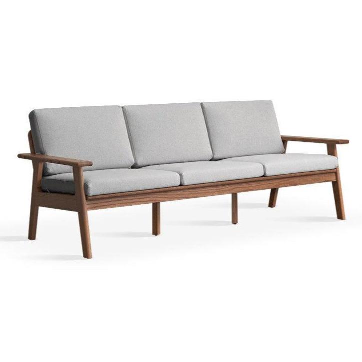 Oak solid wood Japanese-style three-person fabric sofa