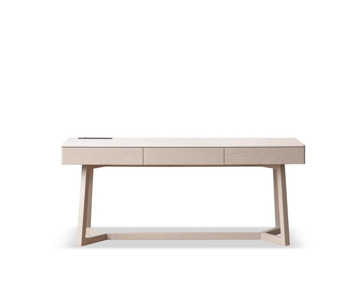 Oak Solid wood slate Elegant desk with drawer"