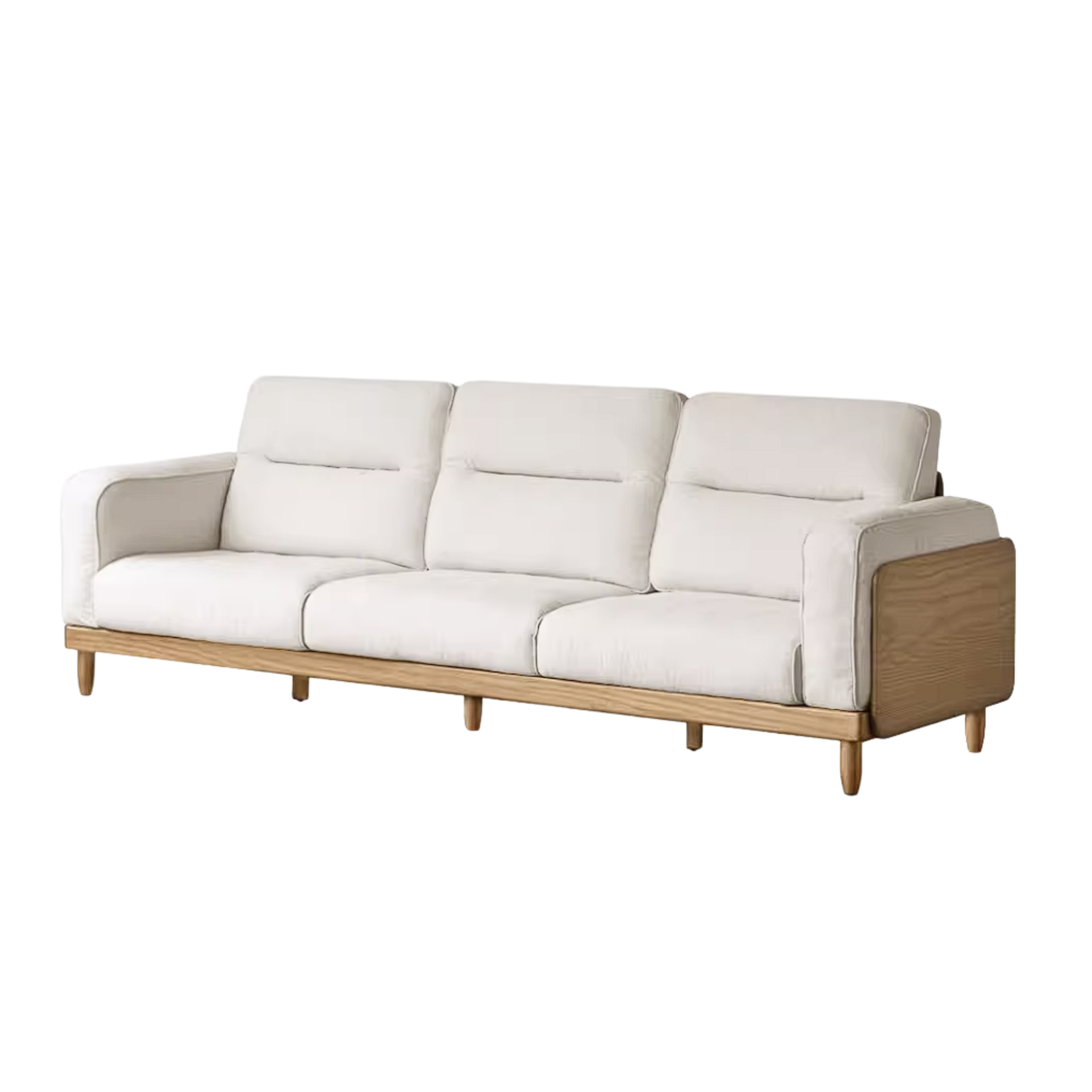 Oak, Ash Solid Wood Sofa with Exposed Wood Frame Arms