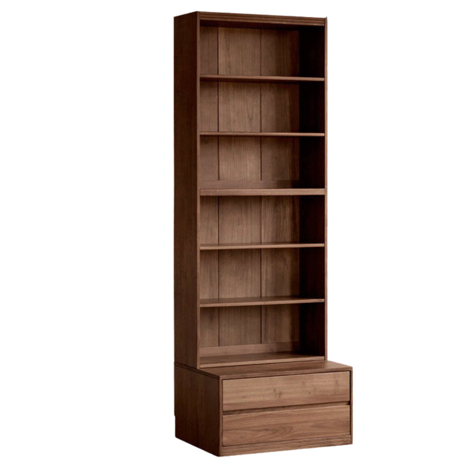 Solid Longan Hardwood, Ash Solid Wood Bookcase with Floor-to-Deck and Wall-Mounted Display Cabinet