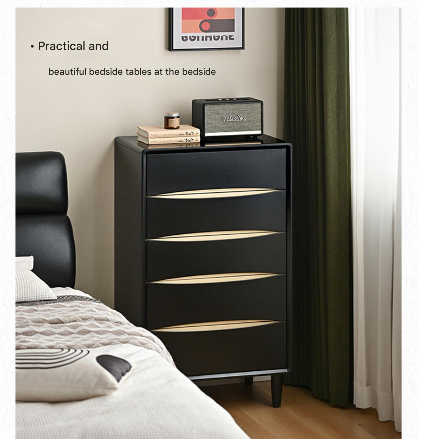 Rubber Solid Wood Modern Drawer Cabinet