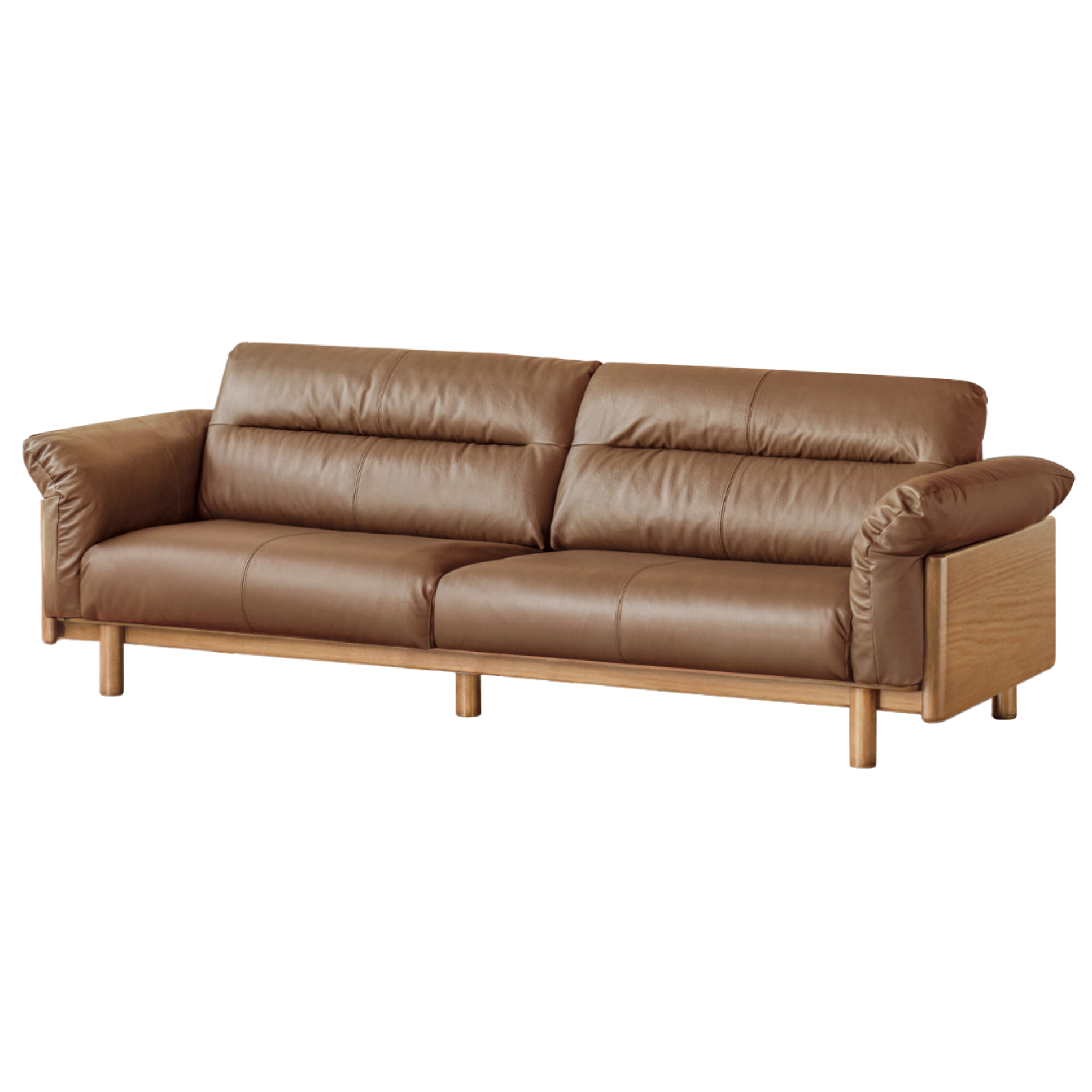 Black Walnut, Oak Solid Wood Sofa Genuine Leather, fabrics