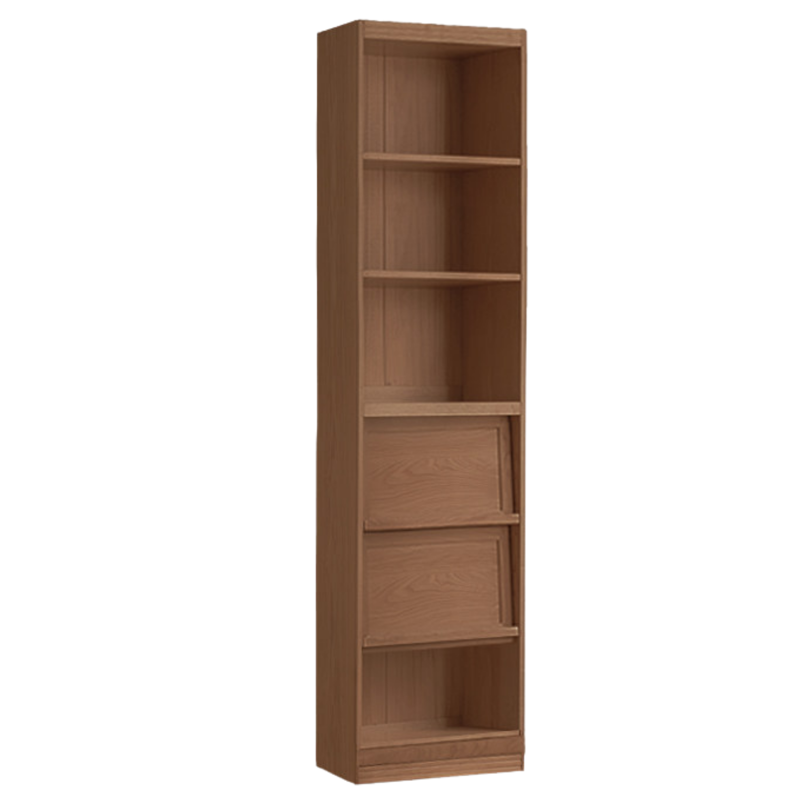 Solid Longan Hardwood, Ash Solid Wood Bookcase with Floor-to-Deck and Wall-Mounted Display Cabinet