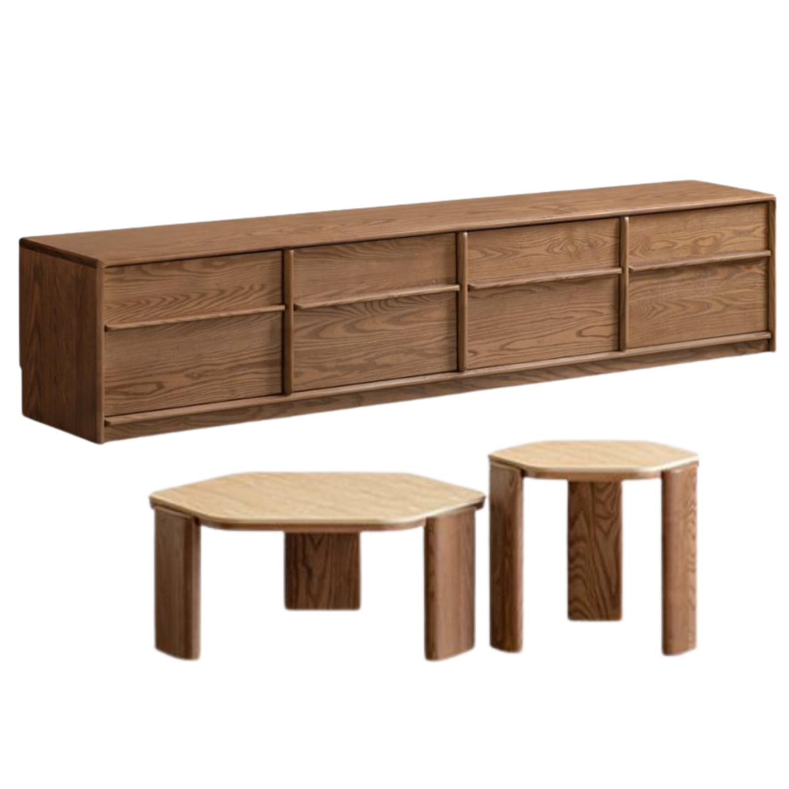 Ash Solid Wood Genuine Leather High Back Sofa