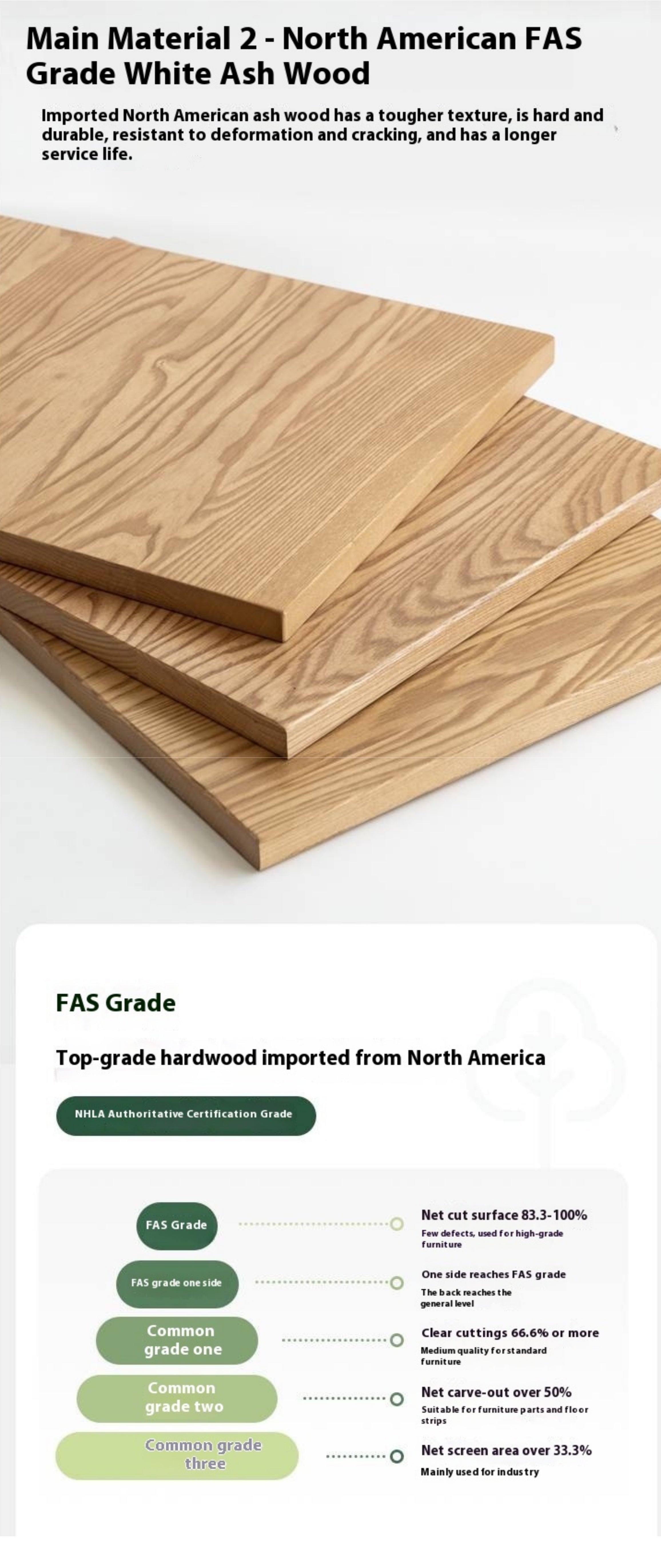 Ash, Oak Solid Wood Modern Nightshand
