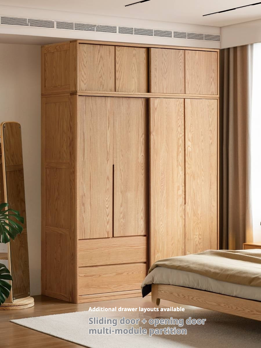 Oak Solid Wood Wardrobe Sliding Door.