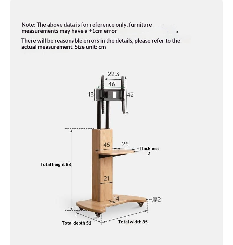 Oak Solid Wood TV Stand, Mobile Floor to Floor TV Cabinet.