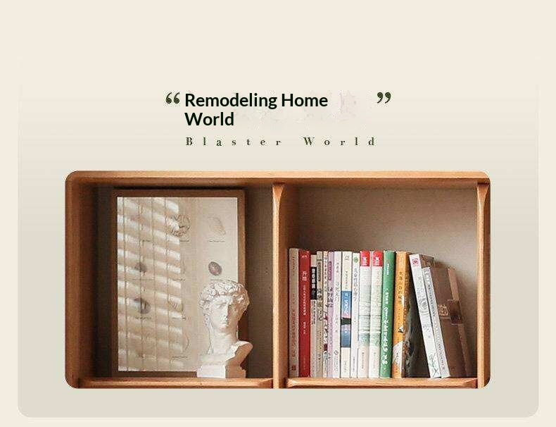 Cherry Solid Wood Freely Combinable Bookshelf with Floor-Standing Grid Design