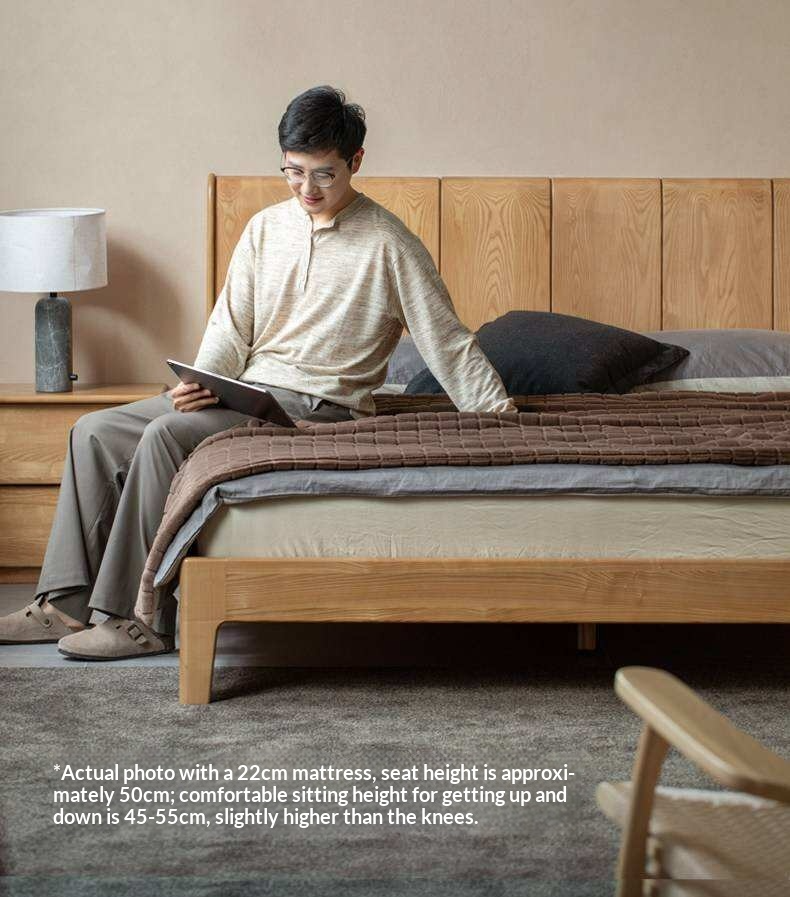 Ash Solid Wood Channel Tufted Platform Bed