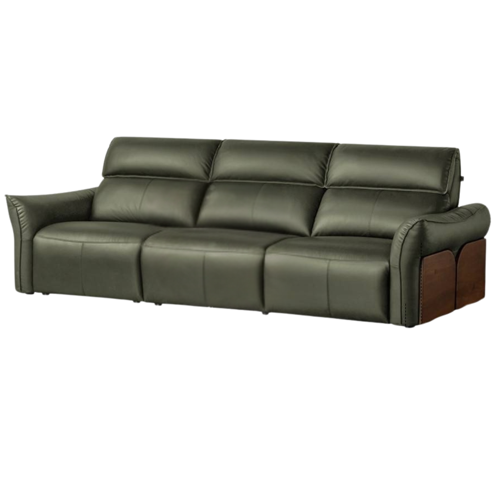 Black walnut solid wood Top Grain Genuine Leather Zero Wall Power Reclining Sofa