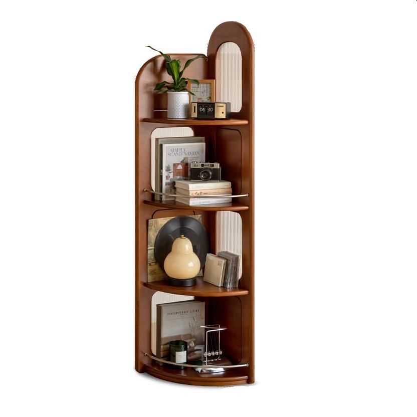 Poplar Solid Wood Retro Corner Bookshelf