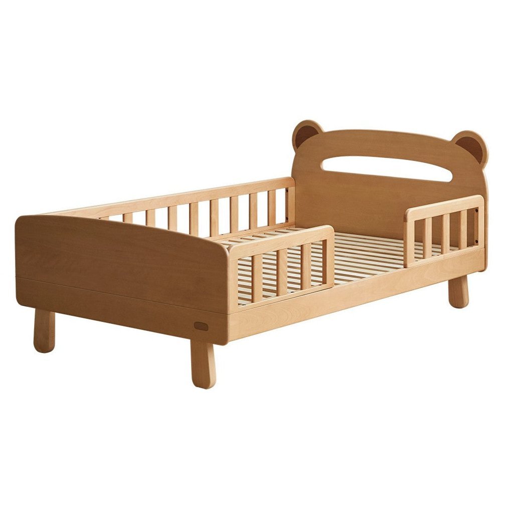 Beech solid wood children's guardrail bed with light