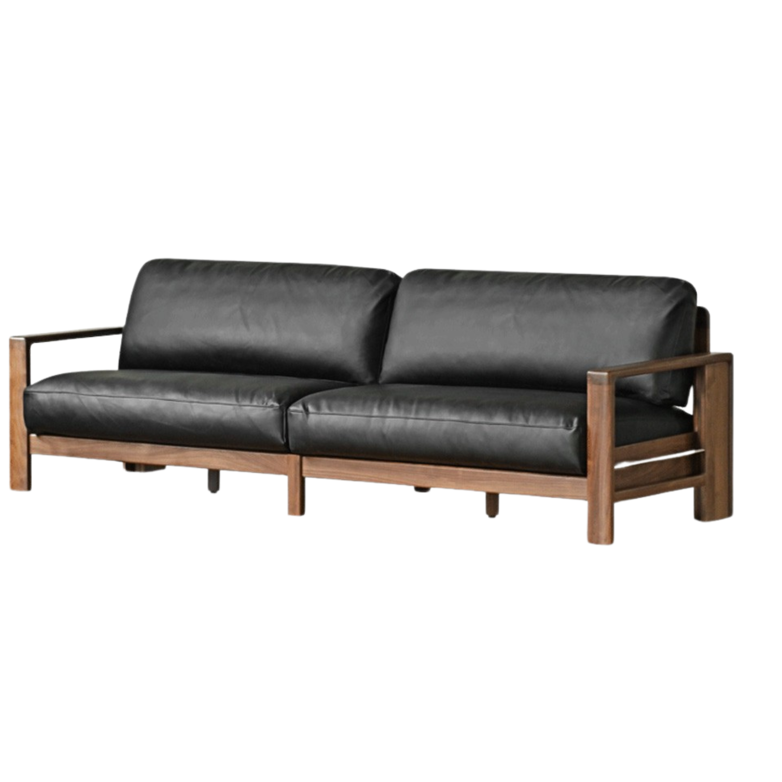 Black Walnut Solid Wood Fabric Modern Straight Sofa