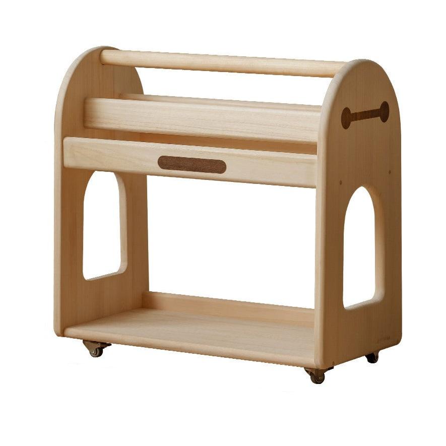 Poplar solid wood movable kids storage rack