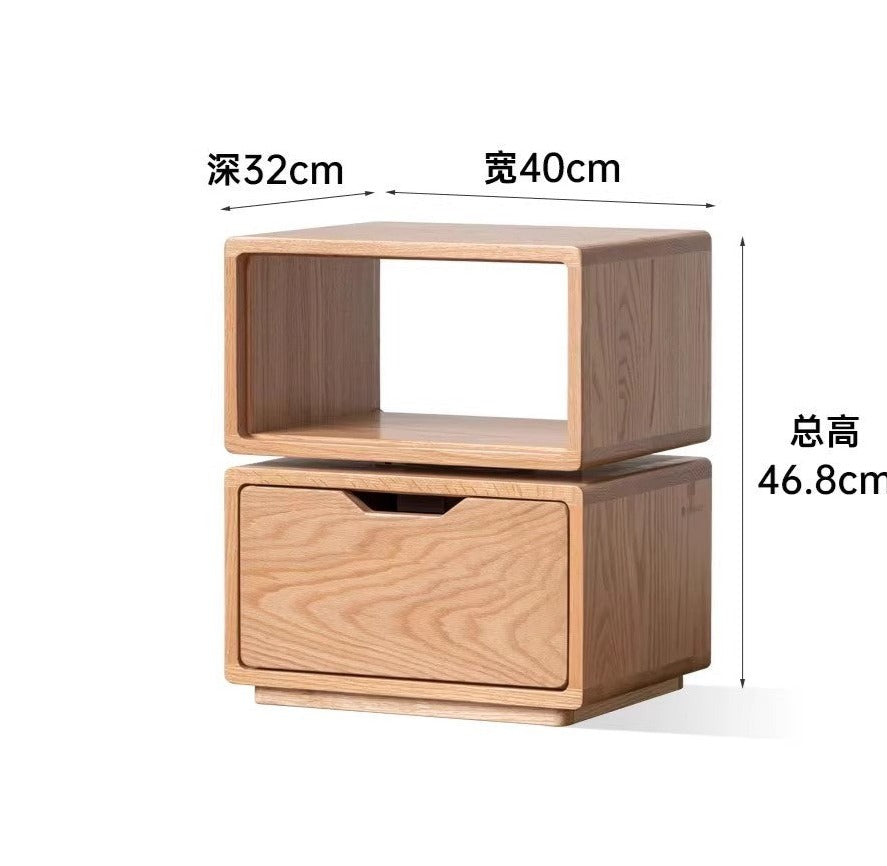 Oak Solid wood side table rotating bedside table"