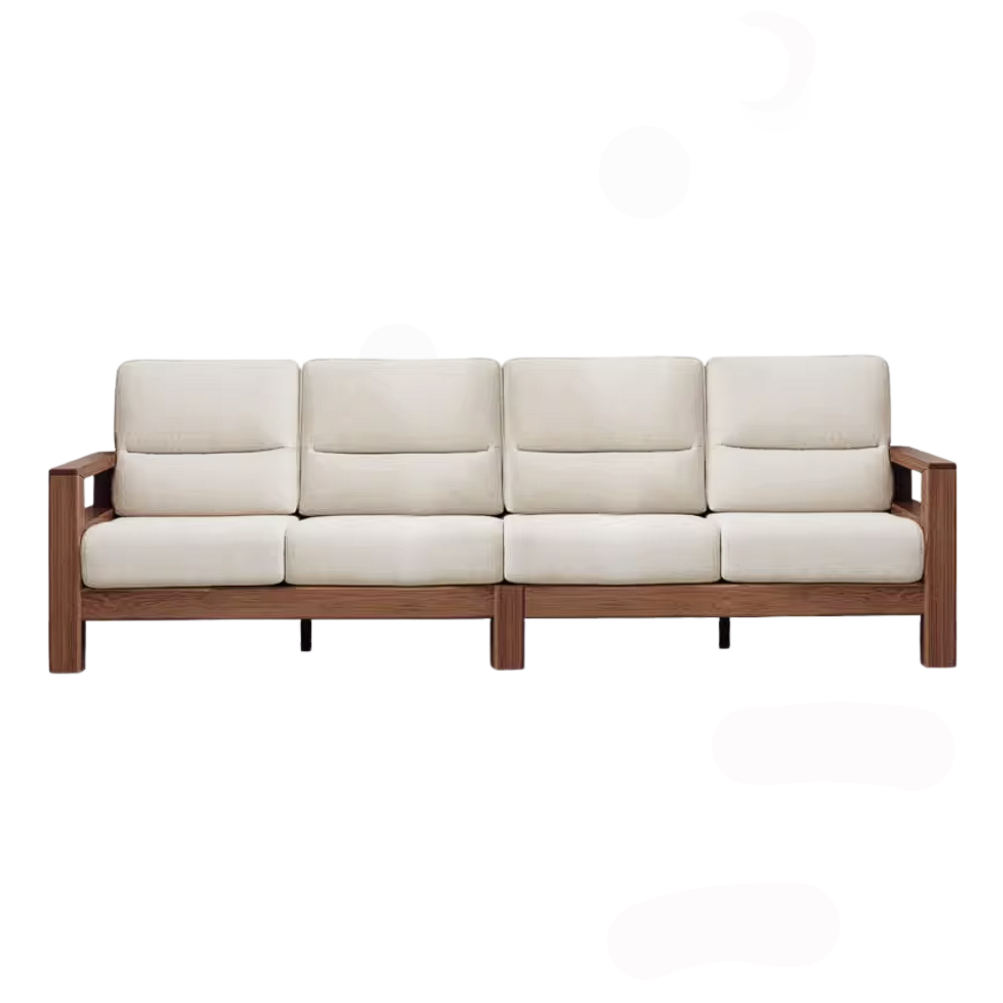 Black Walnut, Ash, Golden Sandalwood Solid Wood Corner Sofa with Fabric Upholstery