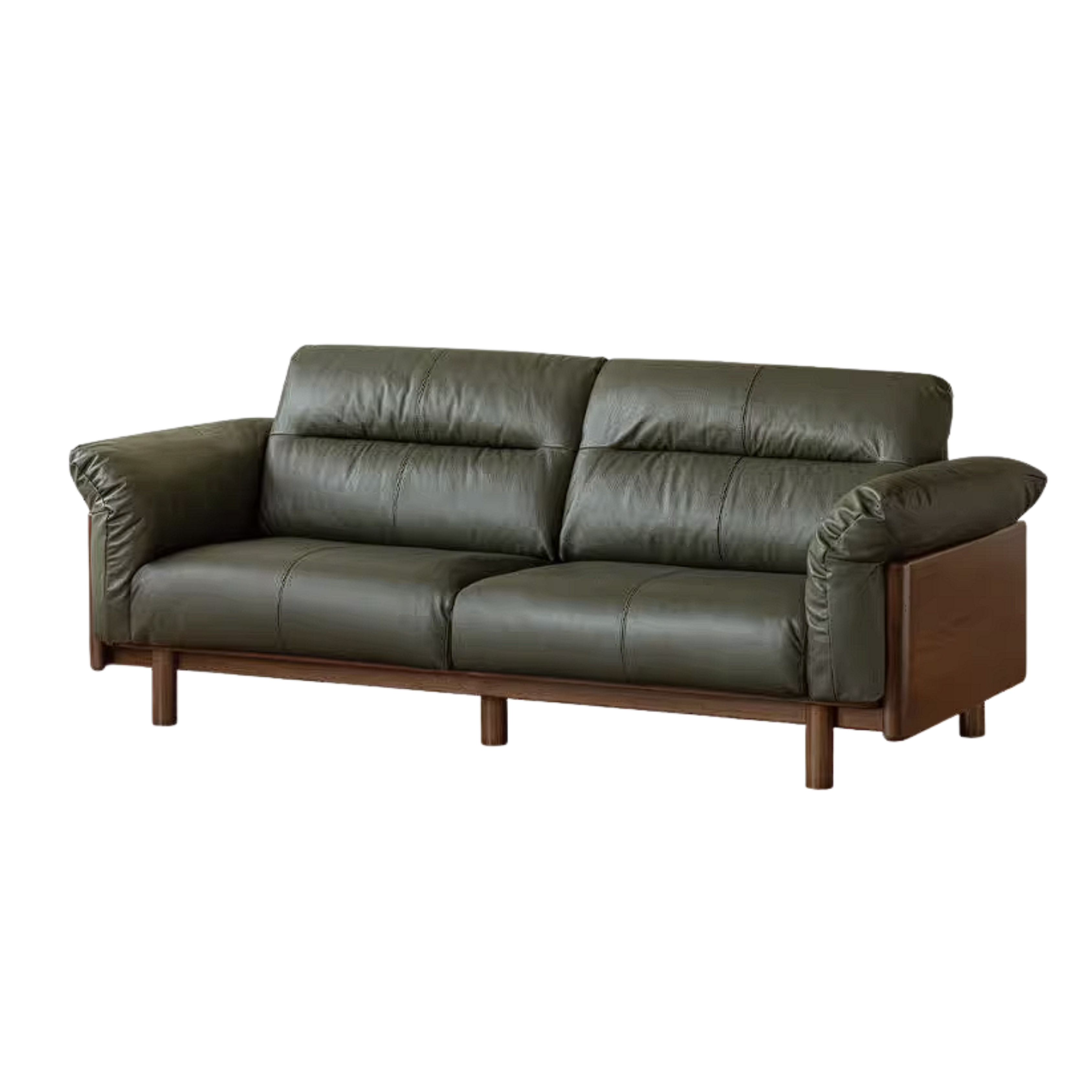 Oak Solid Wood Sofa with Wide Track Arms Genuine leather, fabric, removable and washable
