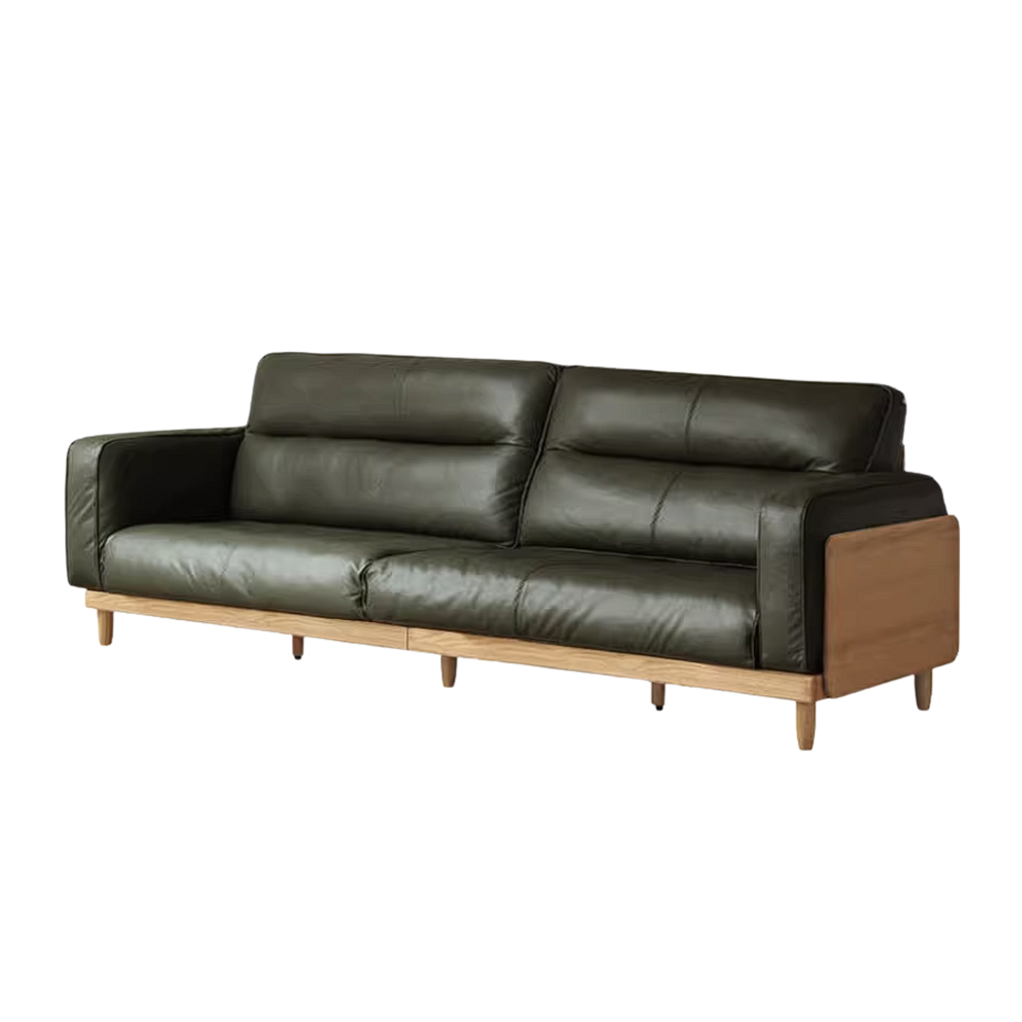 Oak, Ash Solid Wood Sofa with Exposed Wood Frame Arms