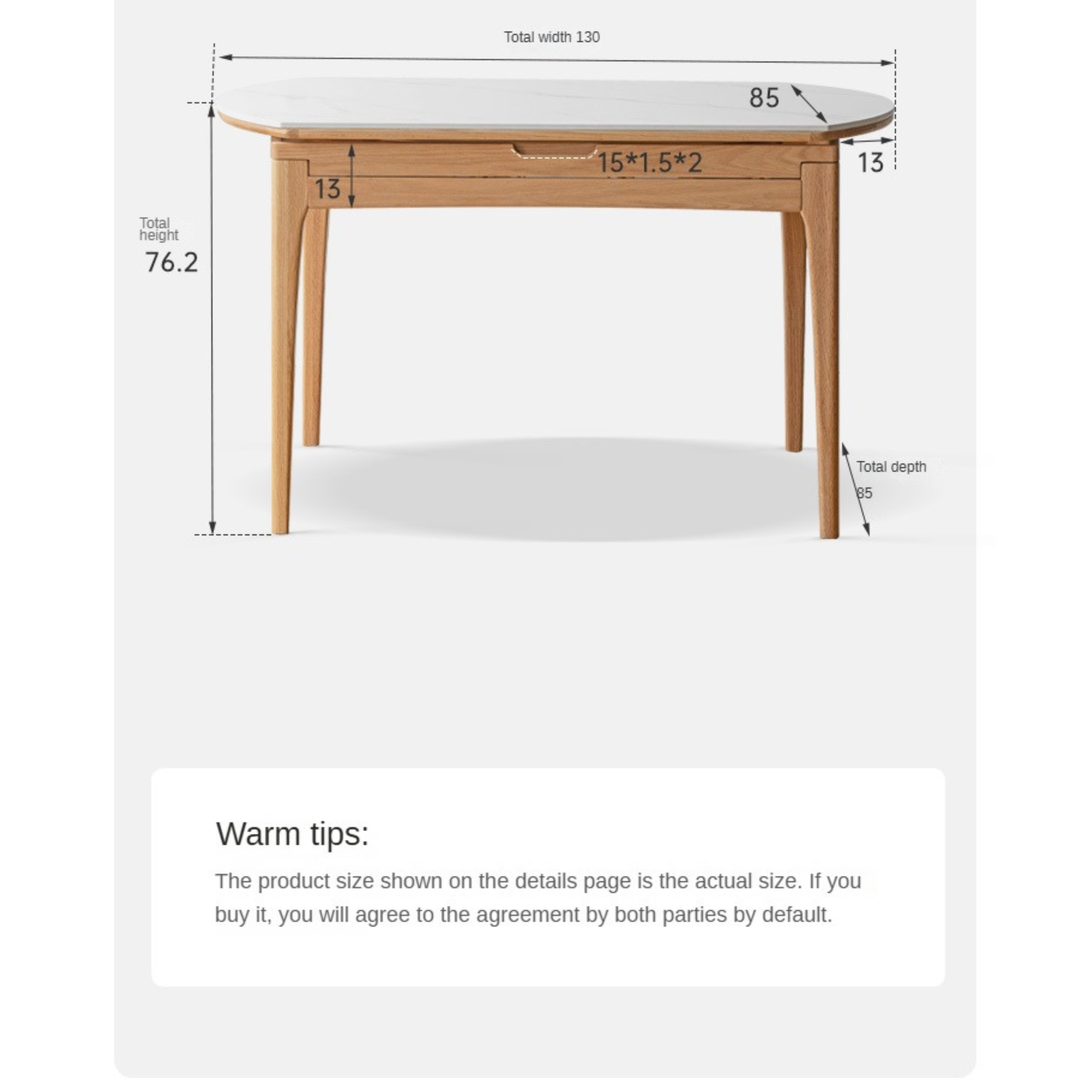 Oak solid Wood Rock Table Induction