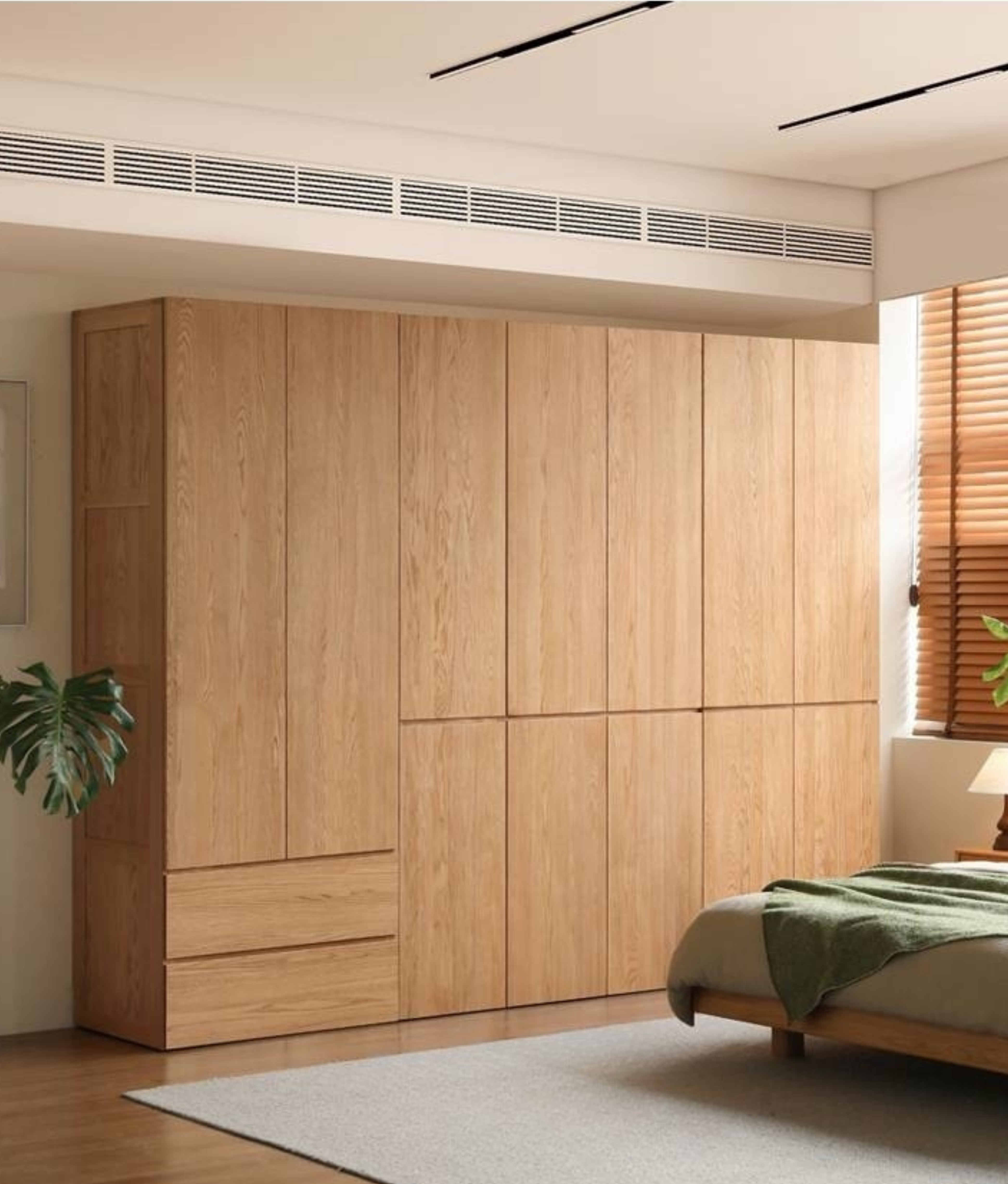 Ash Solid Wood Open Door Storage Cabinet