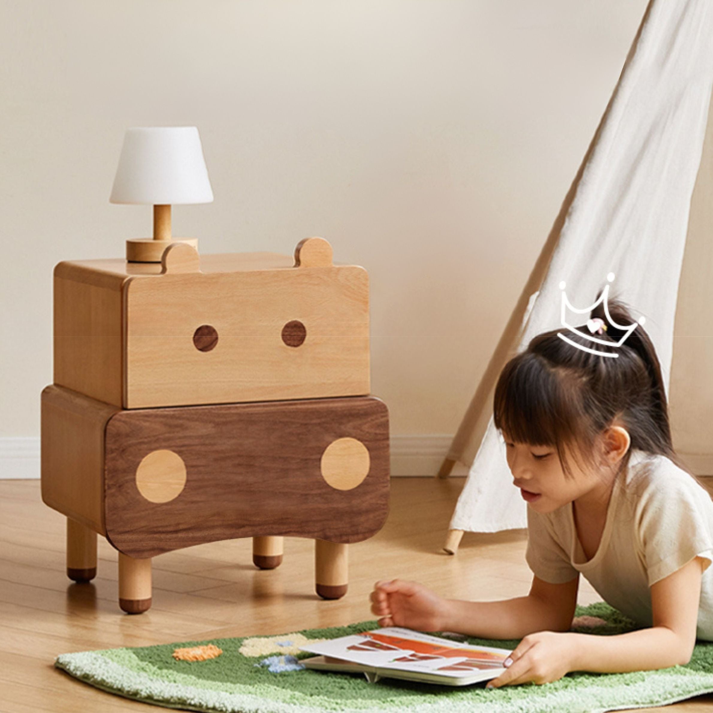 Beech Solid Wood Creative Сhildren's Nightstand